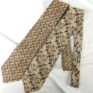 Tom‎ James Men's Silk Tie Set of 2 Floral Geometric Made in USA